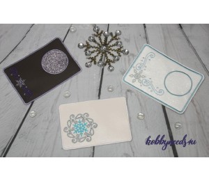 Stickserie ITH - Mug Rugs Snow Swirls